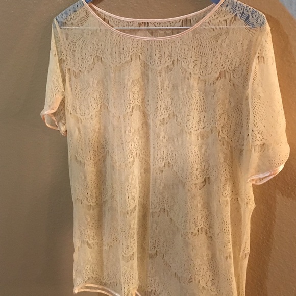 Cream American Apparel Lace Shirt