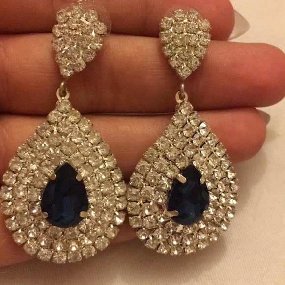 Navy Blue/Silver Earrings