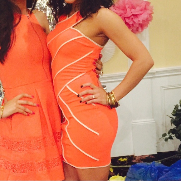 Peach cocktail dress