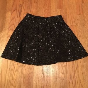 black sequin skater skirt