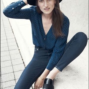 Madewell Et Sézane® Silk Blouse In Chevron Sketch