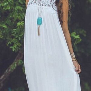 Long white lace summer dress
