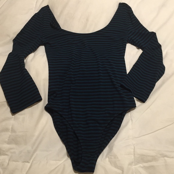 Dark green and black striped bodysuit