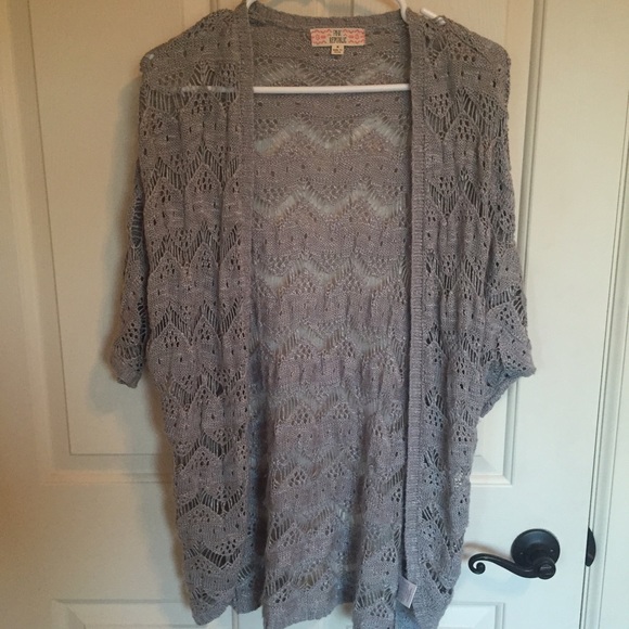 Grey Patterned See Through Cardigan