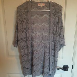 Grey Patterned See Through Cardigan