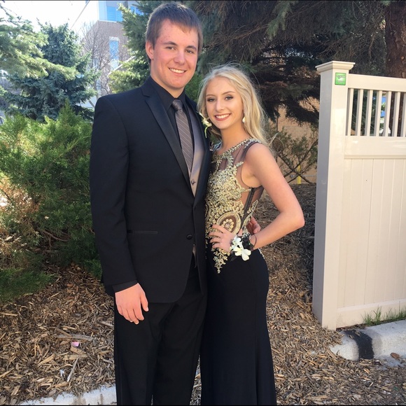 Black and Gold Prom Dress