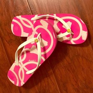 💕💕Flip flops -hot pink & white 💕💕
