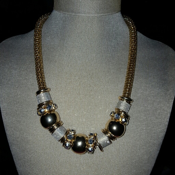 Stunning Gold Tone Pave Necklace