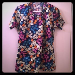 Floral scrub top