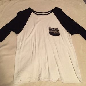 pac sun baseball tee with decorated pocket
