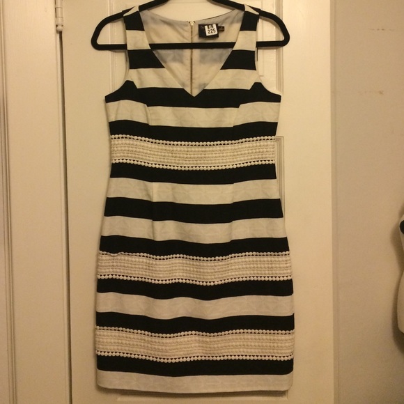 Just Taylor Black and Cream Striped Dress
