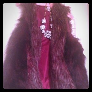 Burgundy Faux Fur Vest