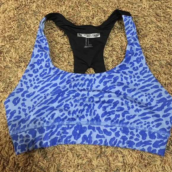 Forever 21 blue leopard sports bra