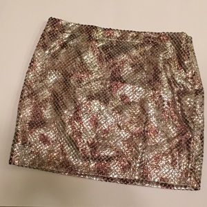 Metallic snakeskin skirt