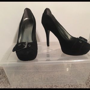 Black suede Guess heels - size 6