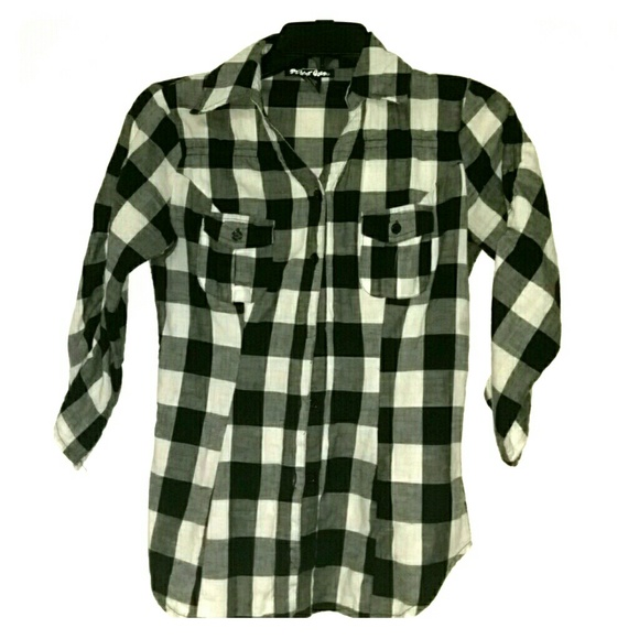 Plaid Black White and Gray shirt