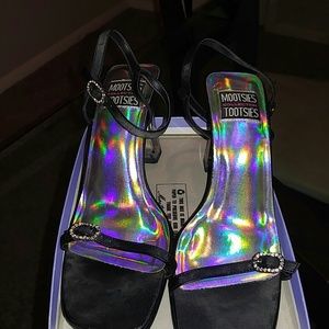 Black Sandals with glass heel