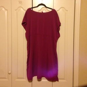 Purple Knee Length Keyhole Dress