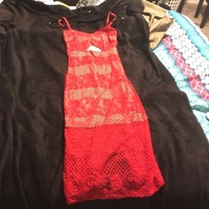 Red lace dress