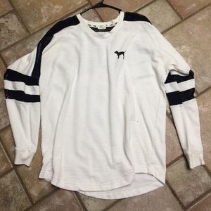 VS Pink Varsity Crew with mesh inserts