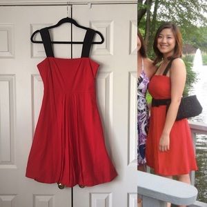 Mango red bubble dress with black straps