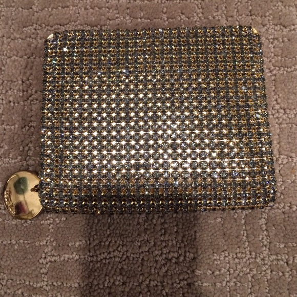Deux Lux gold rhinestone compact wallet