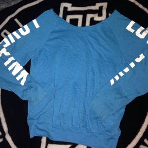 Blue PINK Slouchy Crew