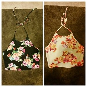 Floral cropped halter tops