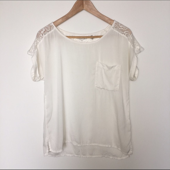 White Lace Shoulder inlay Top