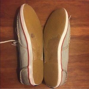 Blue and white striped Keds