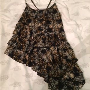 Asymmetrical floral layered tank