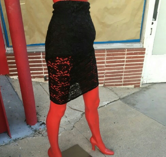 SOLD!! Black Lace stretch skirt - Picture 3 of 3