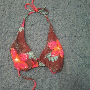 Floral sequinned bikini top