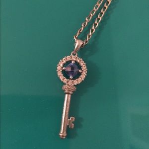 Blue crystal key necklace