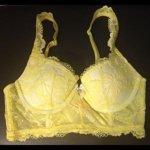 Victoria Secret Lemon Yellow Lace Bustier Bra