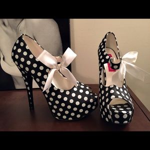 Polka dot high heels.