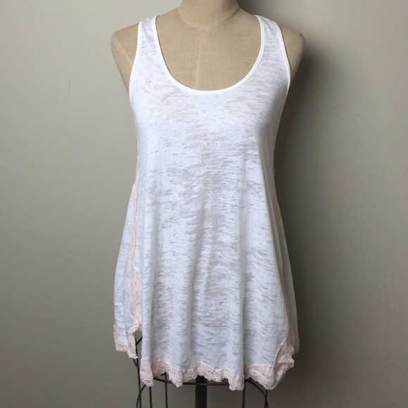 Free People Tops - Free People lace trimmed burnout flowy tank top