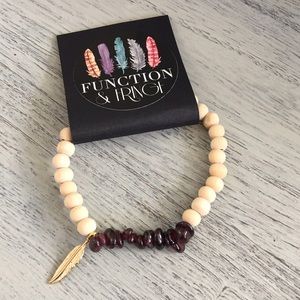 Semiprecious Stone &wood bead bracelet