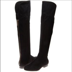 Black suede over the knee boots