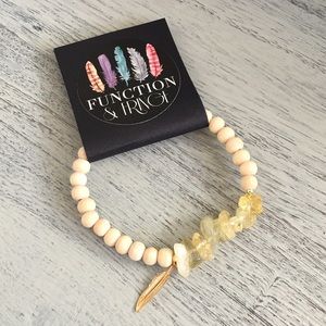 Semiprecious stone &wood bead bracelet