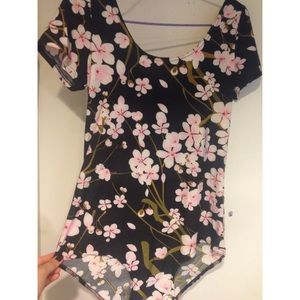 FLASH SALE ‼️ cherry blossom navy bodysuit