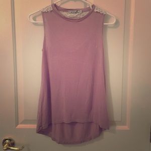 Pink high neck lace top