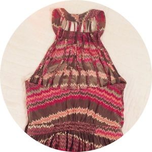 Magenta Zig Zag Halter Dress
