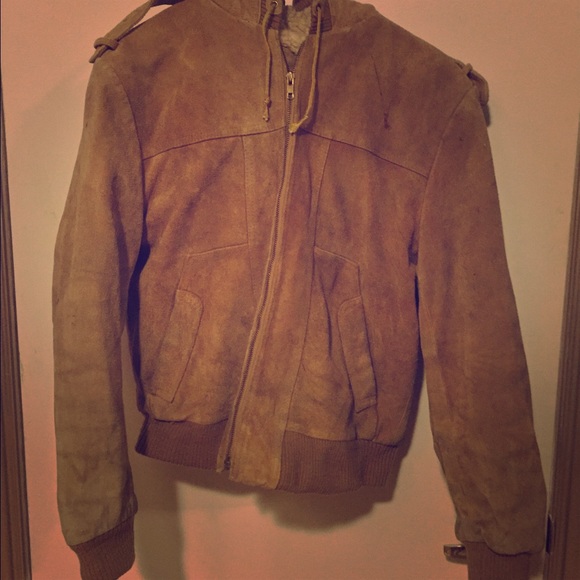 Neutral tan warm suede jacket