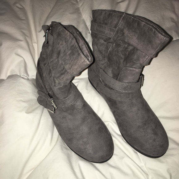 gray ankle boots