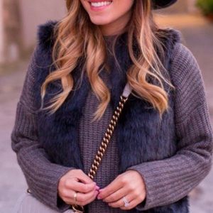 Navy fur vest