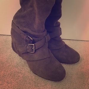 Brown suede boots