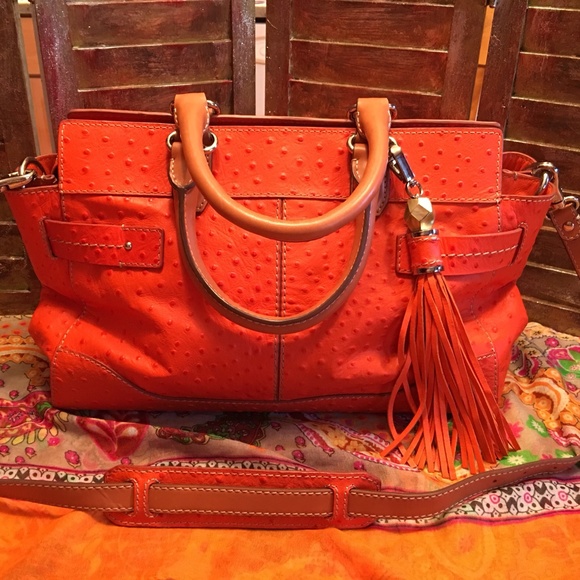 Rafe' Orange Leather Messenger Satchel NWOT