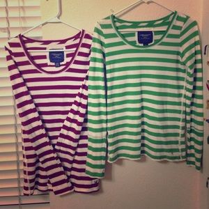 Two stripped American Eagle Outfitters T-shirts