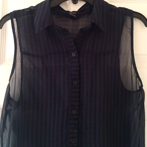 Green and black striped sheer top